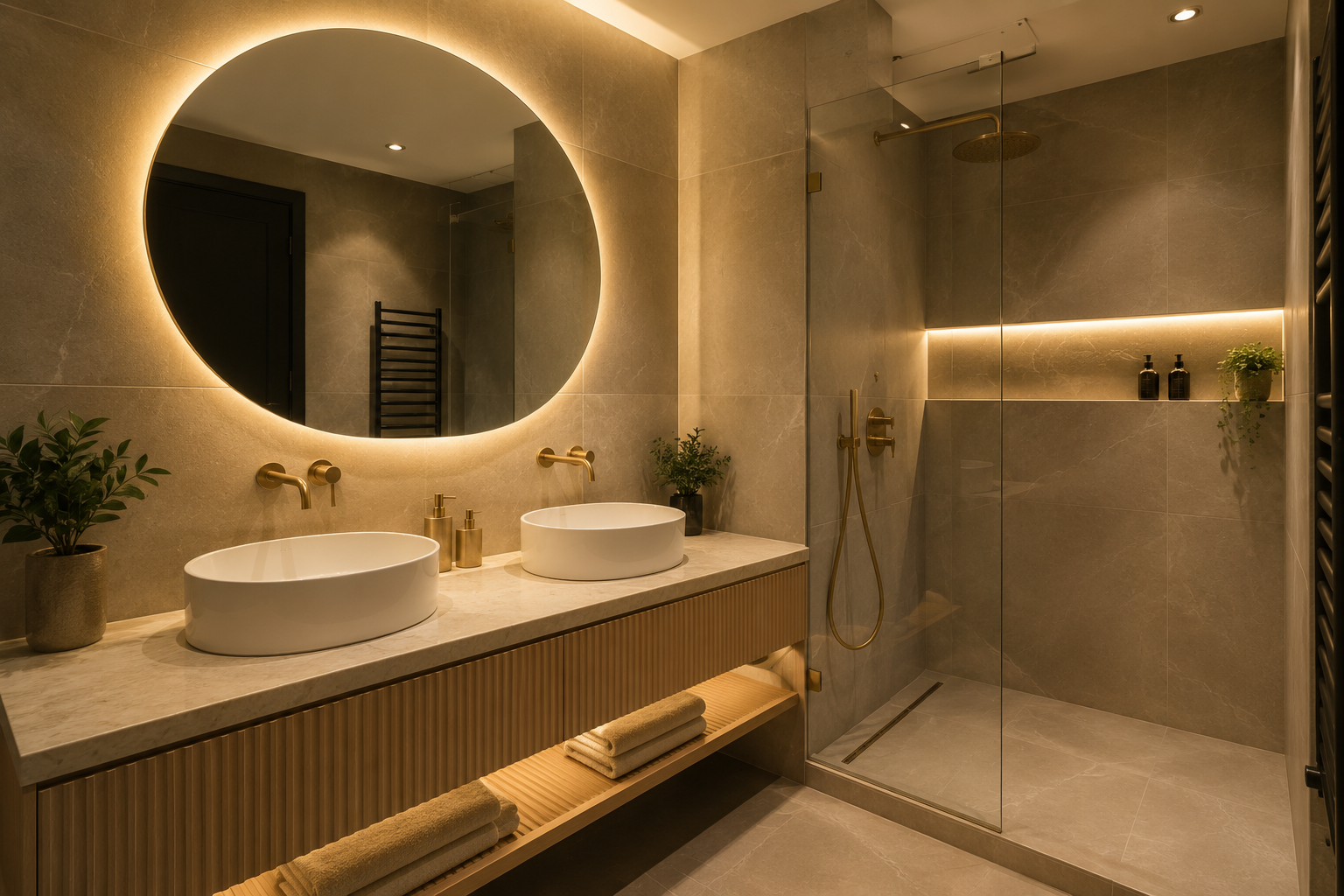 Renovation salle de bain haut de gamme à Monaco magnifique éclairage